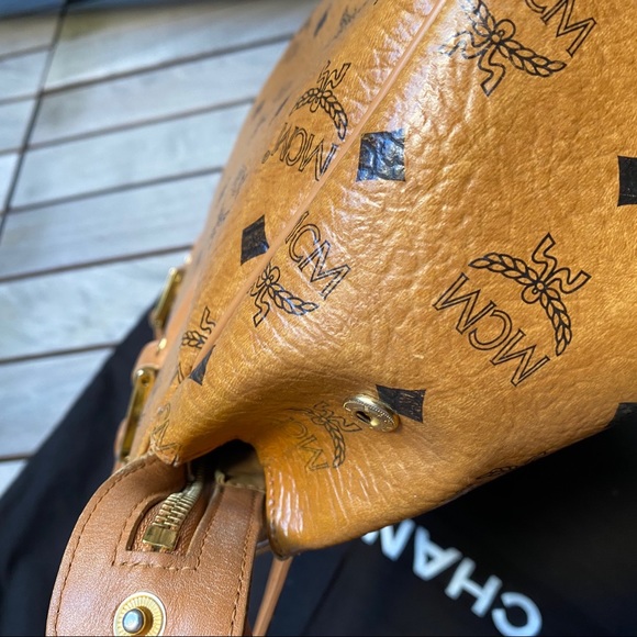 MCM Cognac Boston Satchel Tote Visetose Speedy Bag - Picture 6 of 9